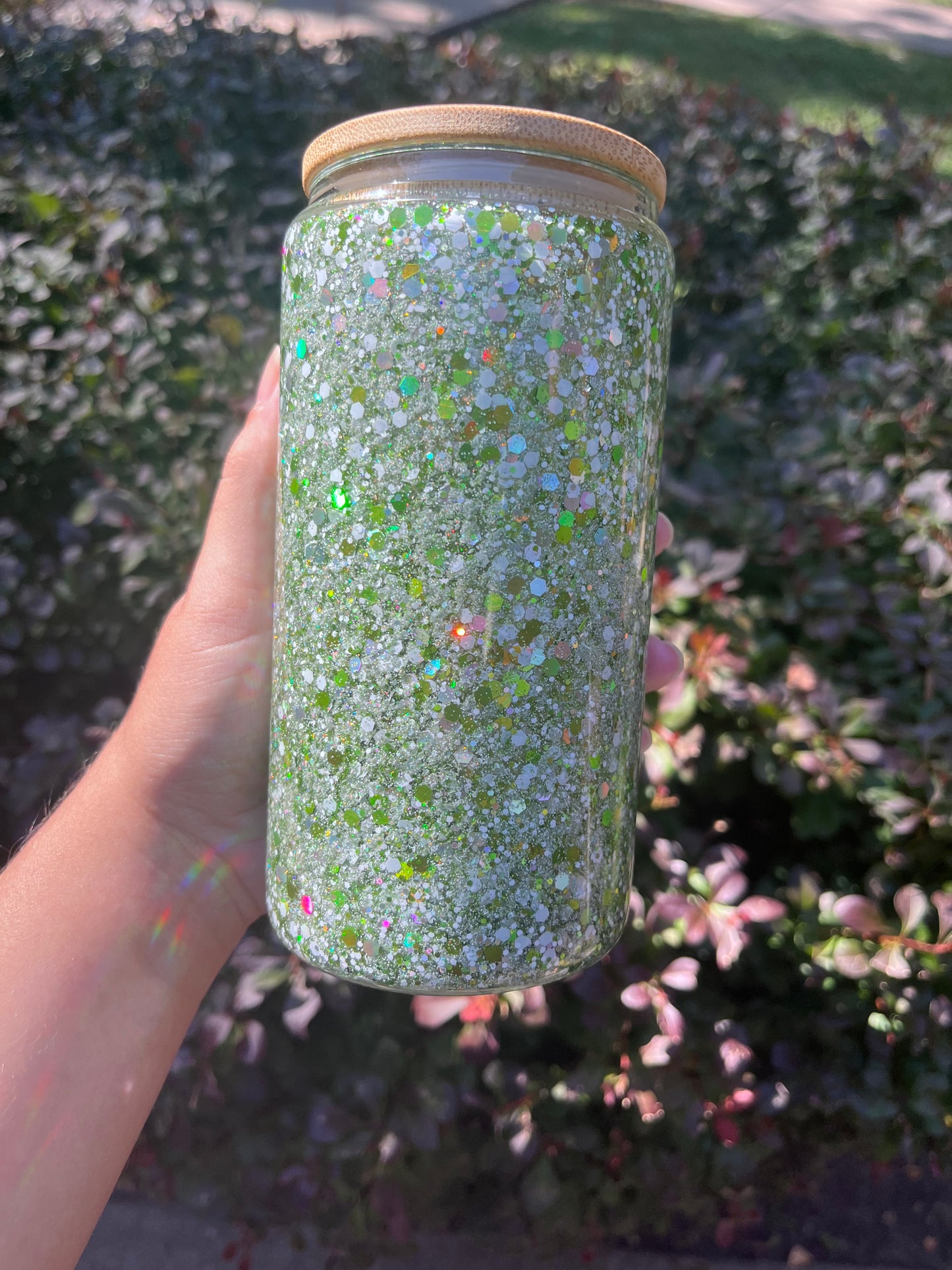 Premade/ GLASS-green-white-silver