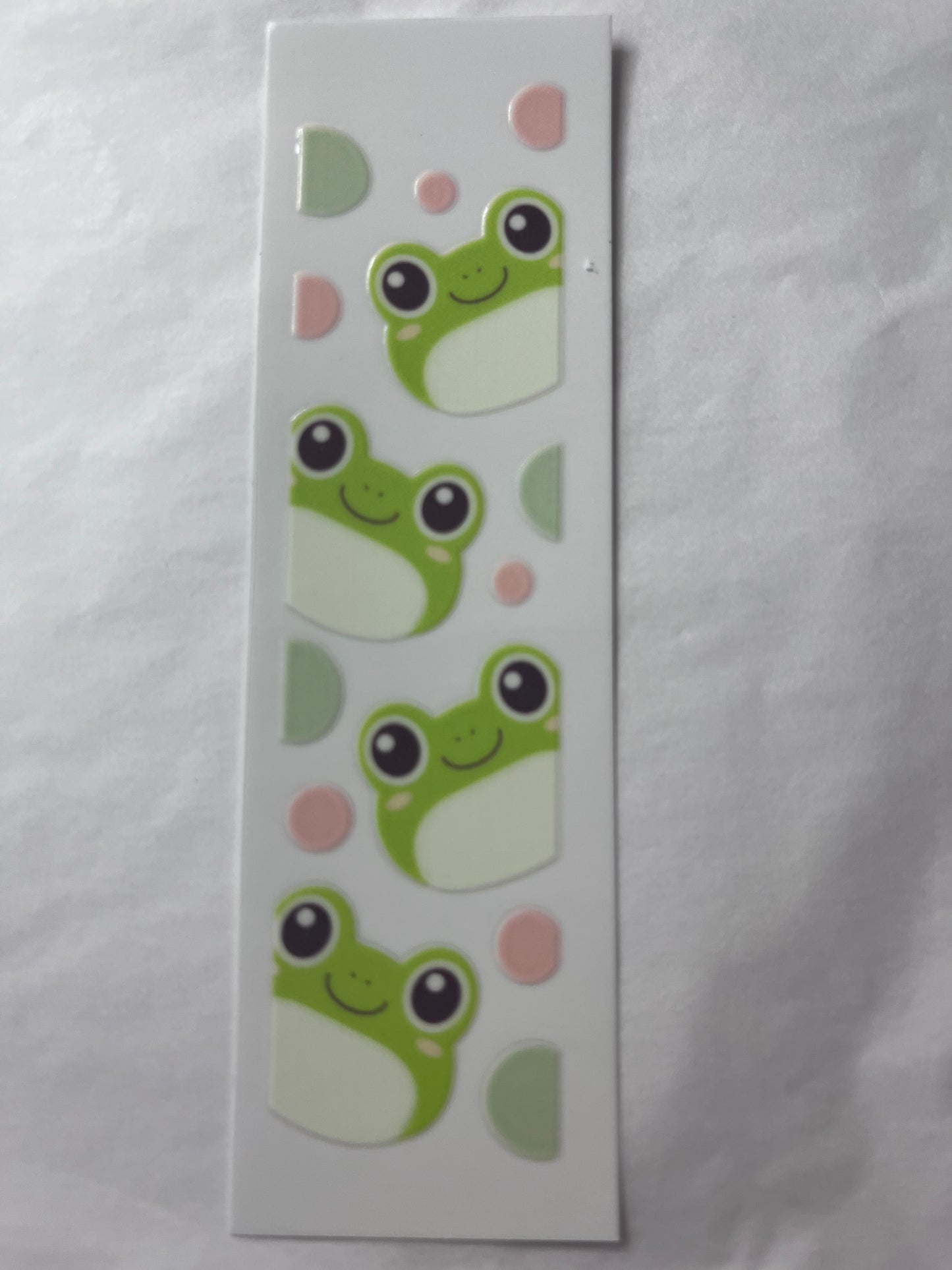Polka dot frogs bookmark