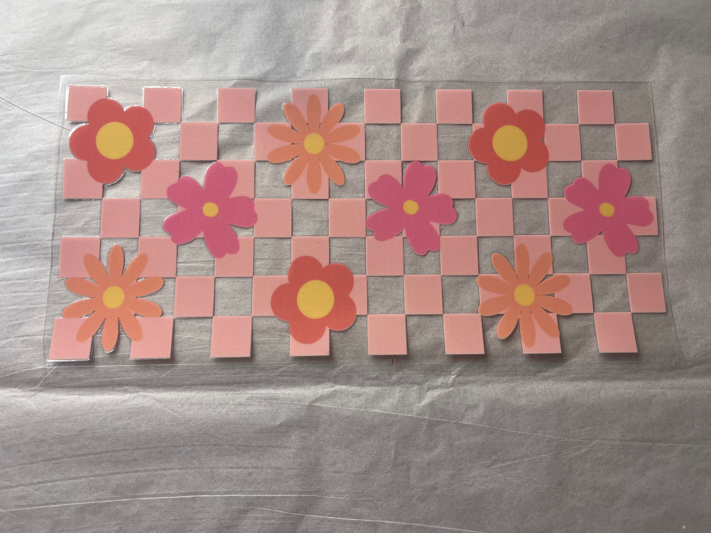 (11) pink checkered/flowers